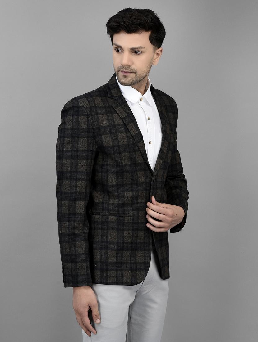 brown polyester single breasted casual blazer - 20019069 -  Standard Image - 1