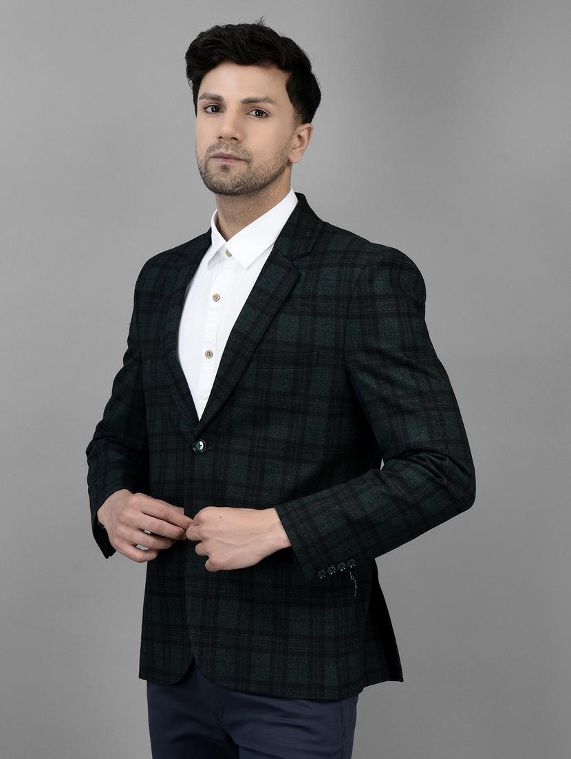 green polyester single breasted casual blazer - 20019071 - Standard Image - 1