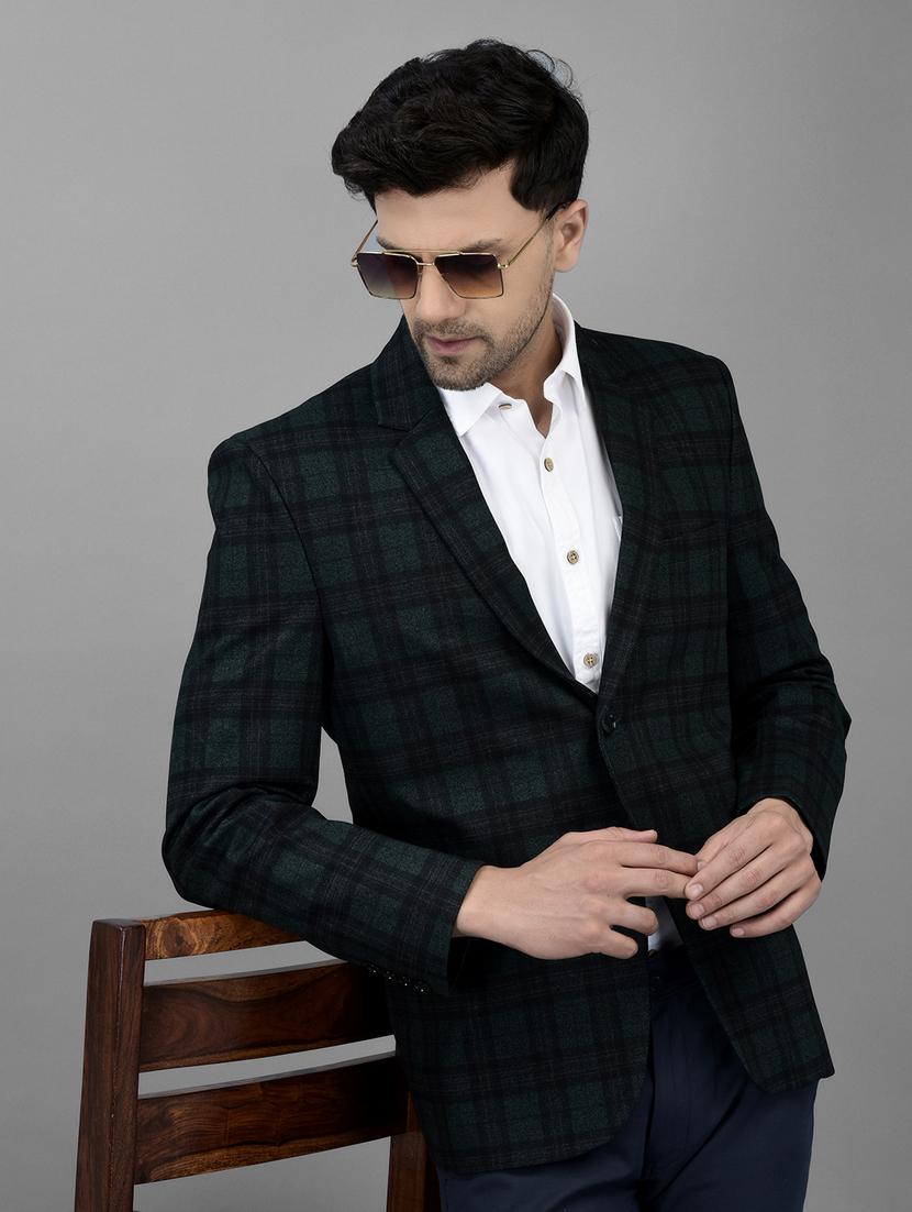 green polyester single breasted casual blazer - 20019071 - Standard Image - 4