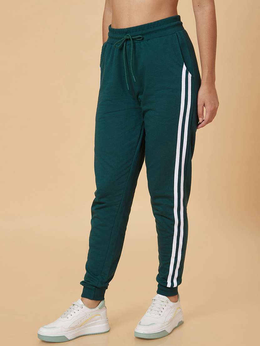 women green cotton tapered joggers - 20019082 -  Standard Image - 1