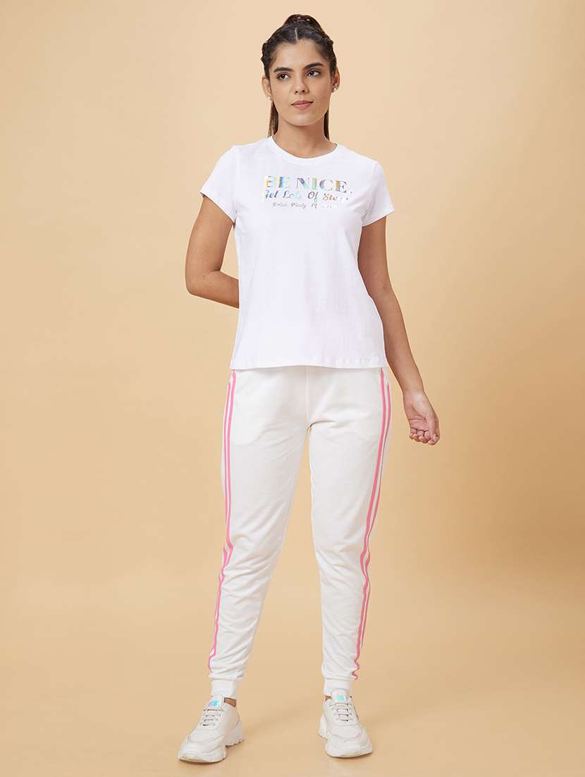 women white cotton tapered joggers - 20019084 -  Standard Image - 4