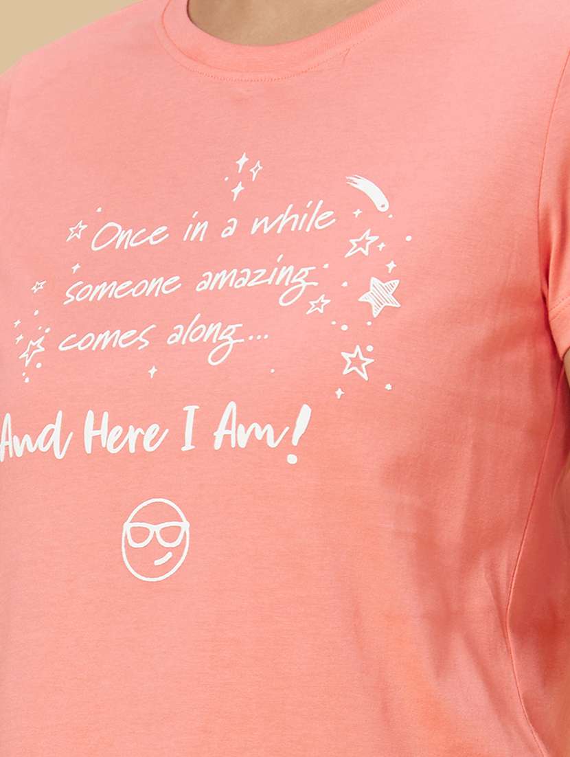 women's chest print round neck t-shirt - 20019095 -  Standard Image - 4