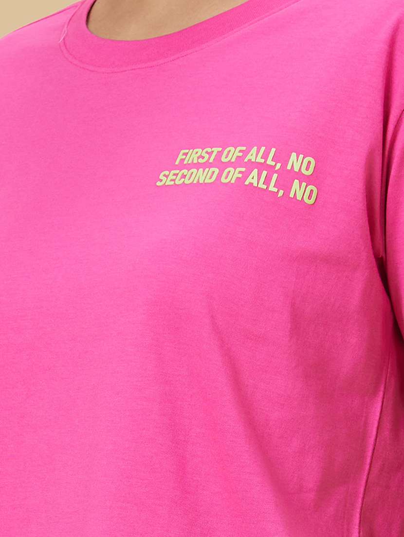 women's placement print round neck t-shirt - 20019101 -  Standard Image - 4