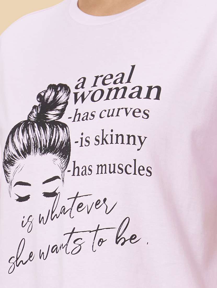 women's front print round neck t-shirt - 20019103 -  Standard Image - 4