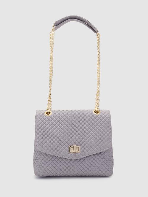 grey pu regular sling bag - 20019107 - Standard Image - 0