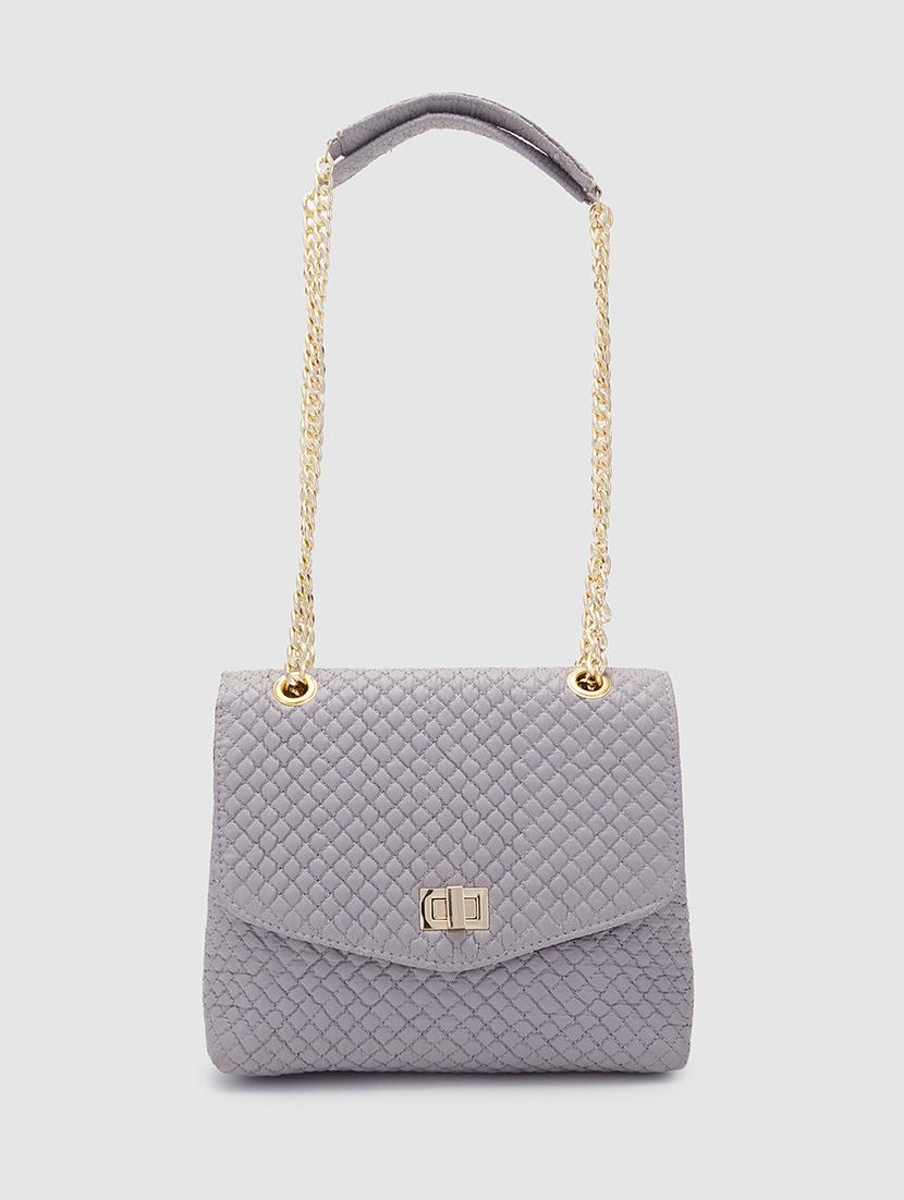 grey pu regular sling bag