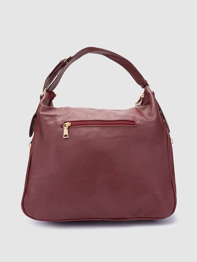 maroon leatherette (pu) regular tote - 20019110 - Standard Image - 1