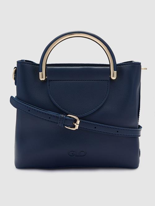 navy blue leatherette (pu) regular sling bag - 20019117 - Standard Image - 0