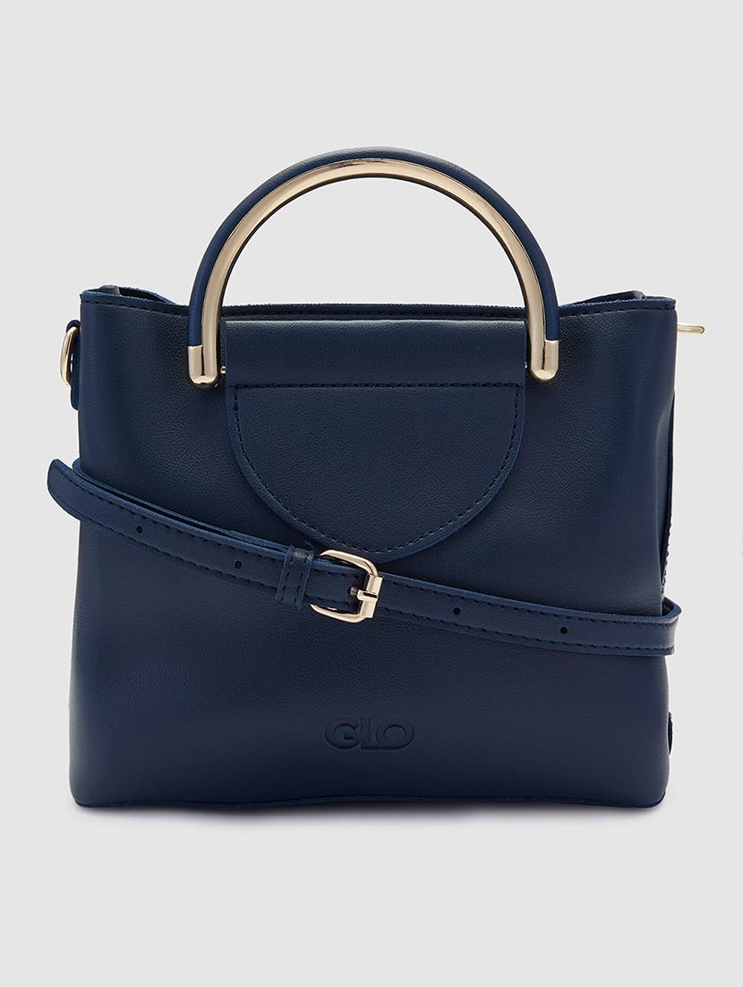 navy blue leatherette (pu) regular sling bag - 20019117 - Zoom Image - 0