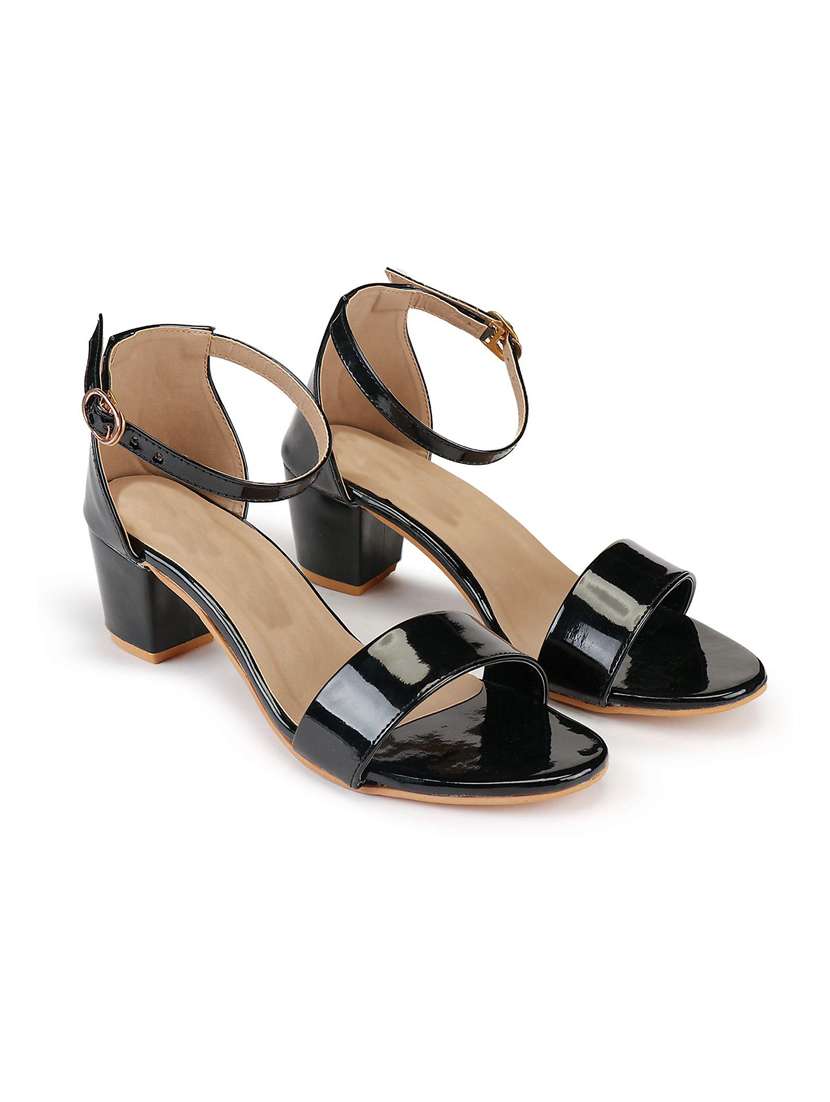 black patent leather back strap sandals