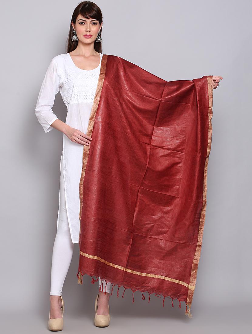 maroon cotton dupatta - 20022470 - Zoom Image - 0