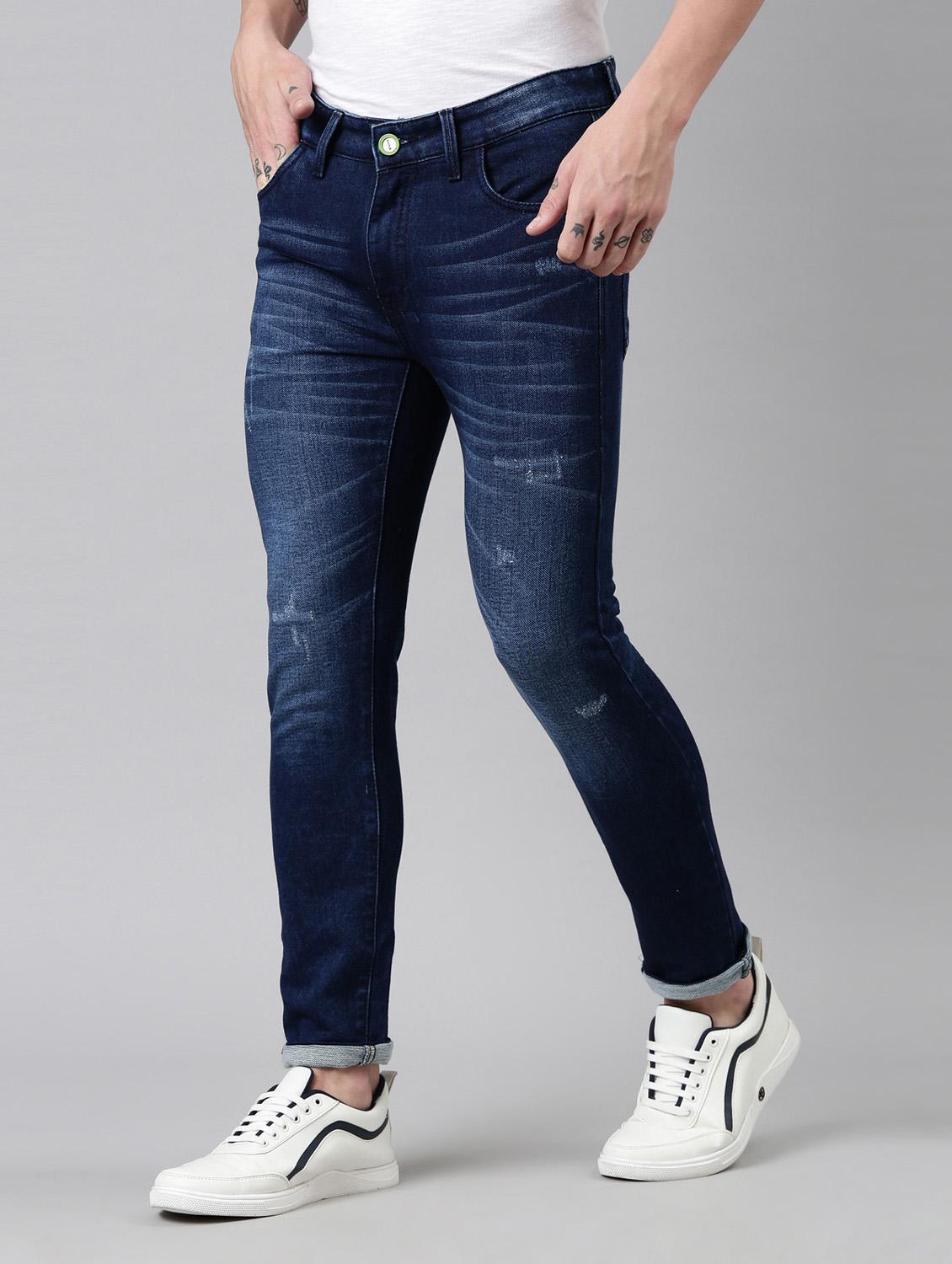 mens skinny fit distressed jeans - 20022605 - Standard Image - 1