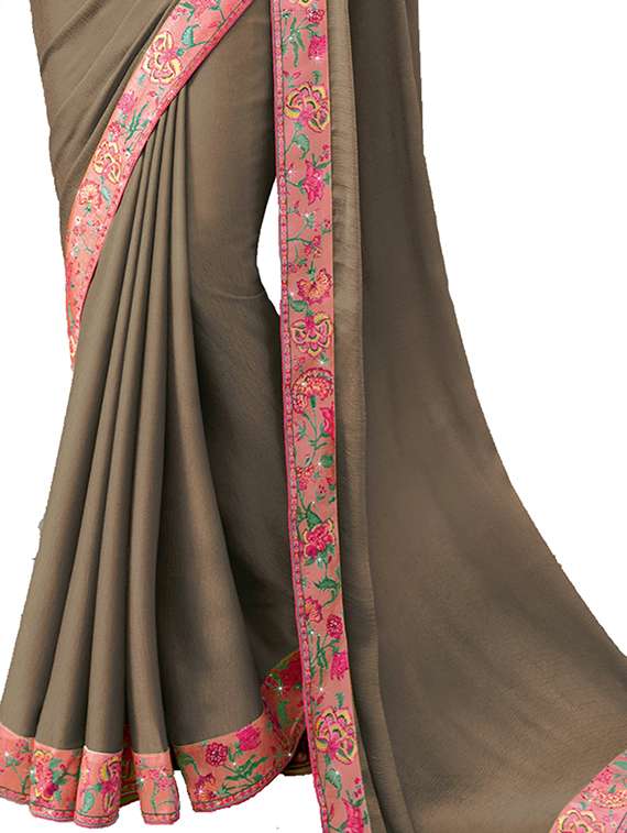 women's bordered royal blue colored saree with blouse - 20022637 -  Standard Image - 1