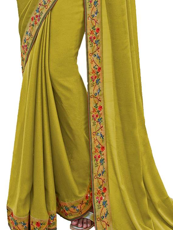 Women's Bordered Yellow Colored Saree With Blouse - 20022638 -  Standard Image - 1