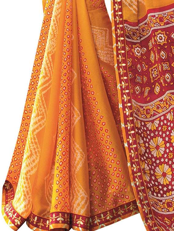 Women's Bordered Mustard Colored Saree With Blouse - 20022656 -  Standard Image - 1