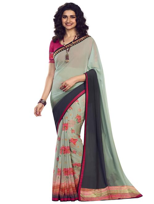 women's floral grey colored saree with blouse - 20022674 -  Standard Image - 0