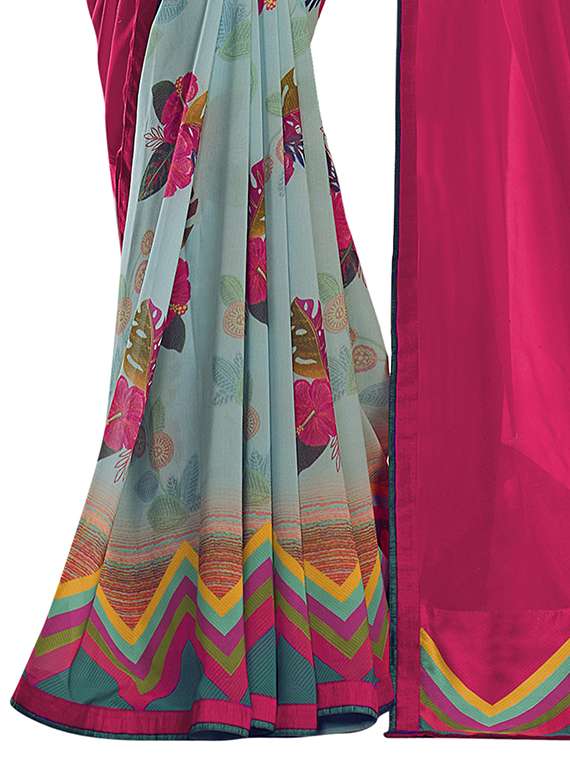 women's printed pink colored saree with blouse - 20022677 -  Standard Image - 1