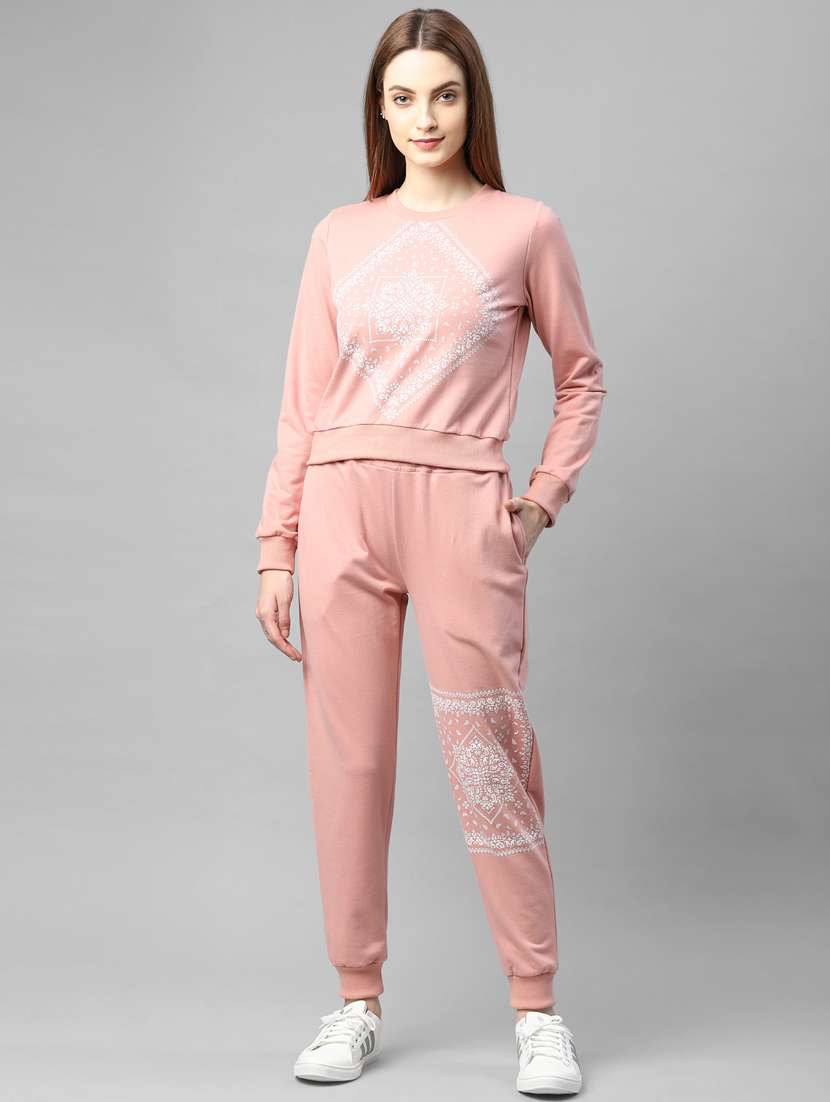 pink jersey active wear co-ord set