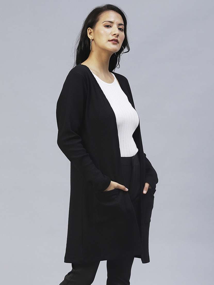 black cotton shrug - 20022867 -  Standard Image - 1