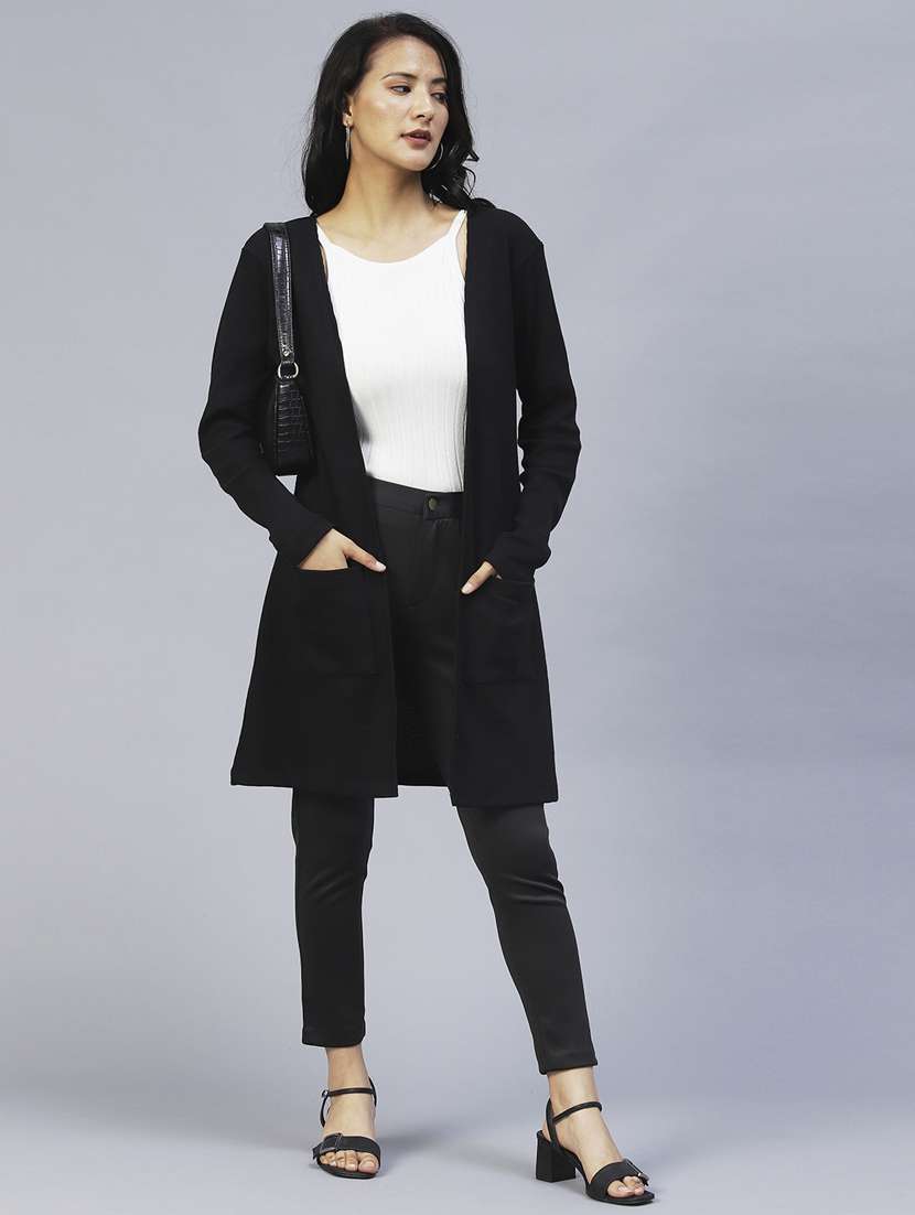 black cotton shrug - 20022867 -  Standard Image - 4