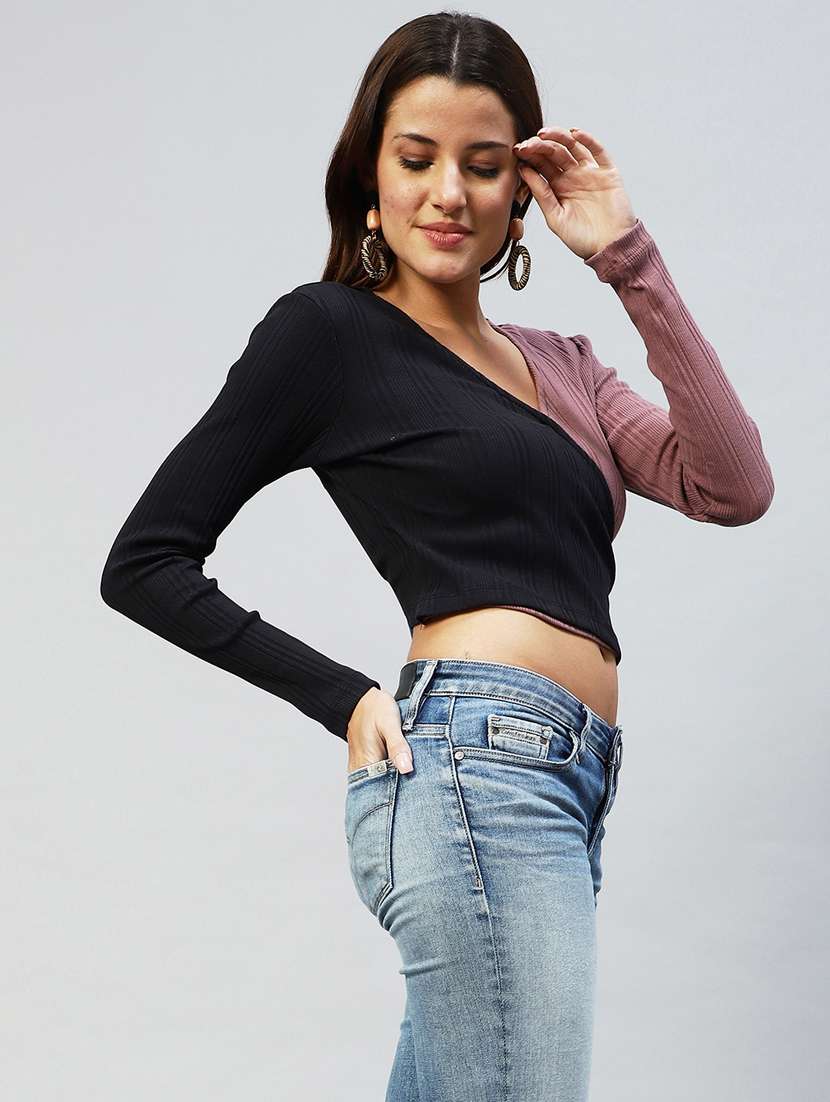 women's wrap v neck top - 20022890 -  Standard Image - 1