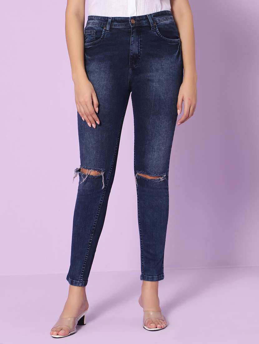 women's slash knee skinny fit jeans