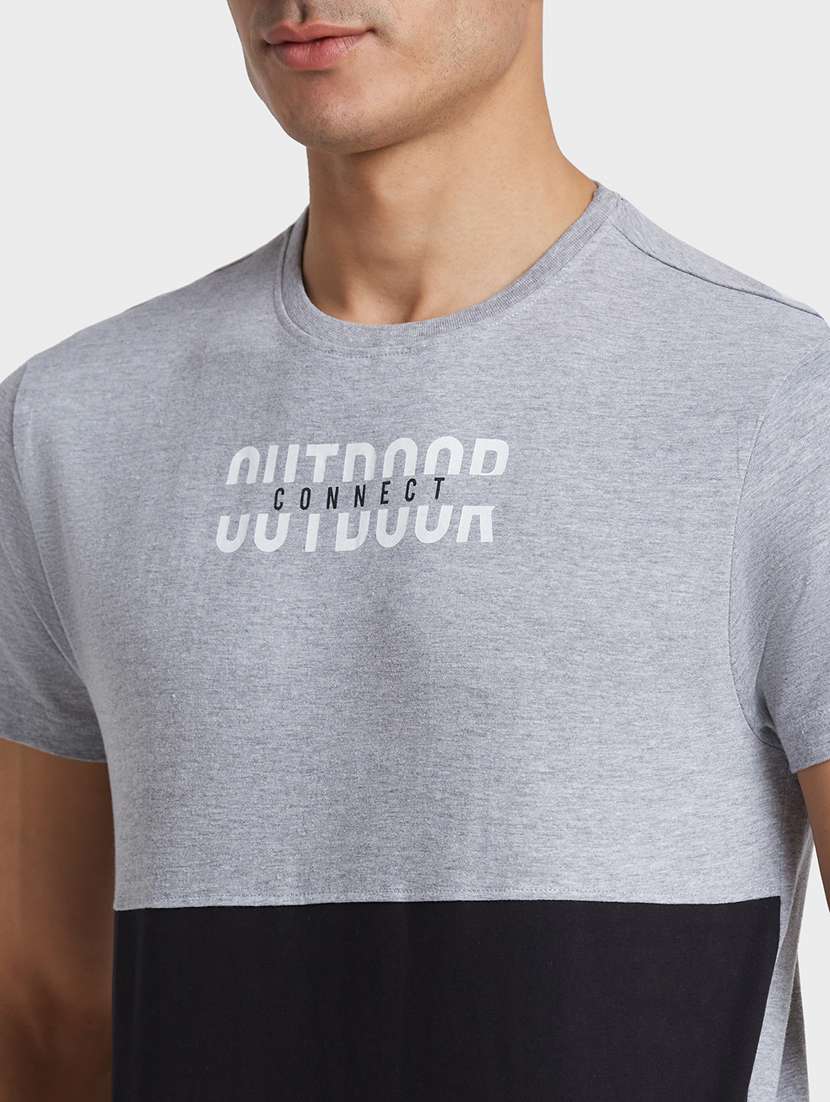 round neck color block t-shirt - 20023043 -  Standard Image - 4