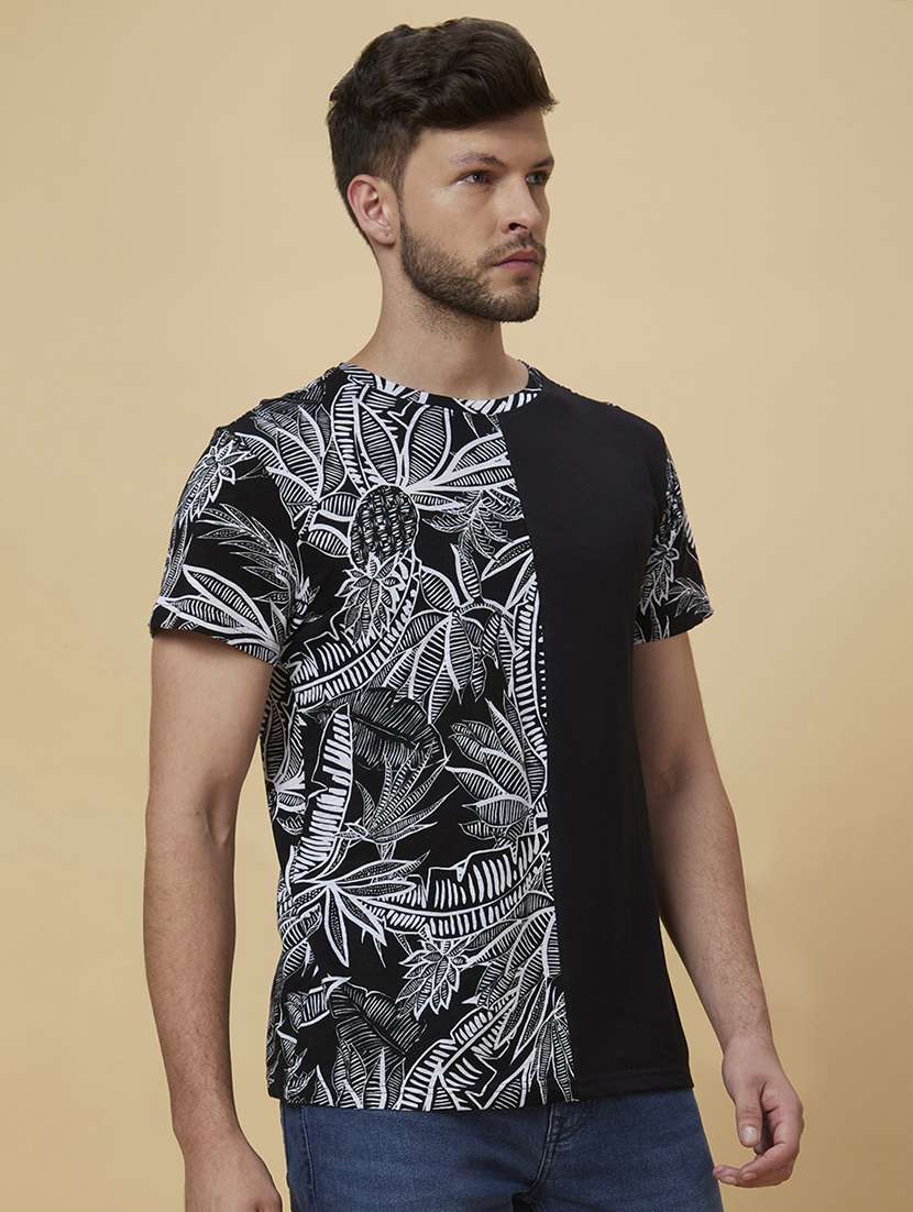 men round neck tropical printed t-shirt - 20023054 -  Standard Image - 1