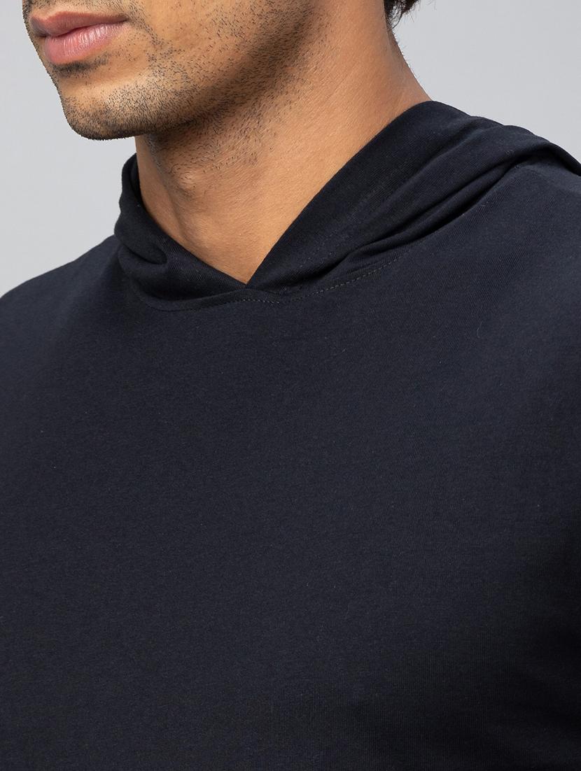 black printed hooded t-shirt - 20023058 - Standard Image - 4