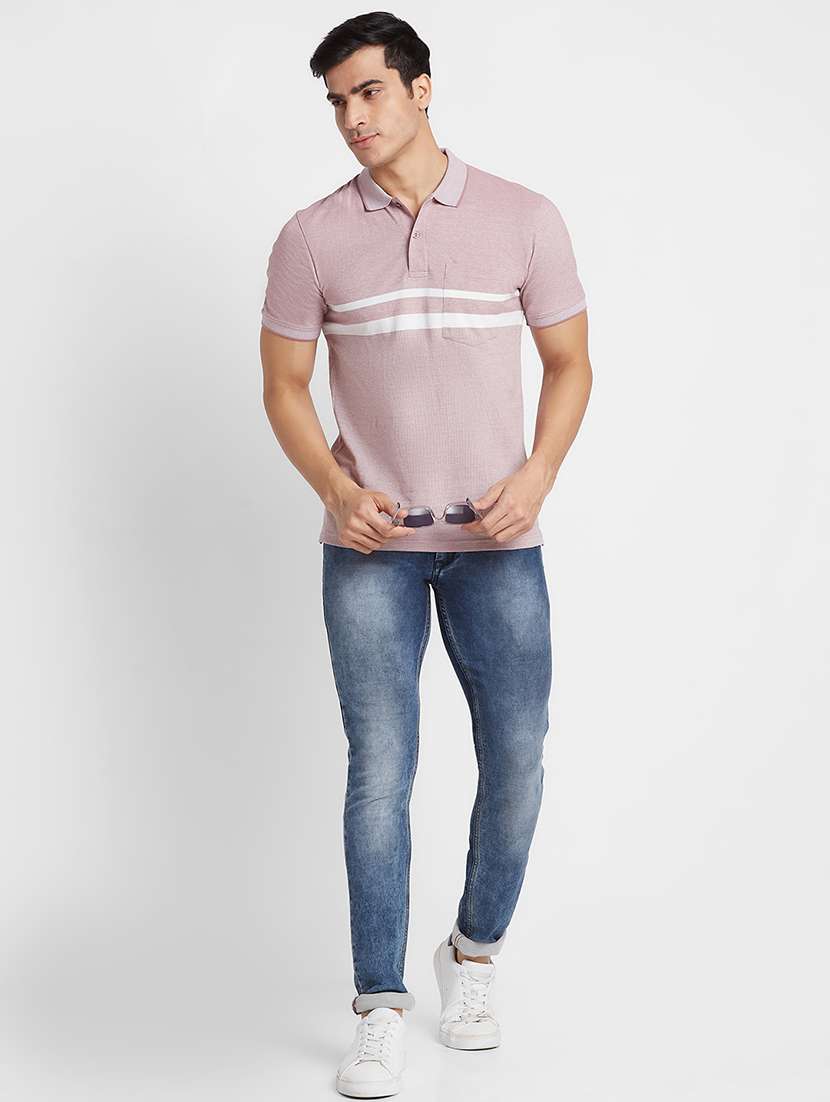 mens striped polo t-shirt  - 20023073 -  Standard Image - 4