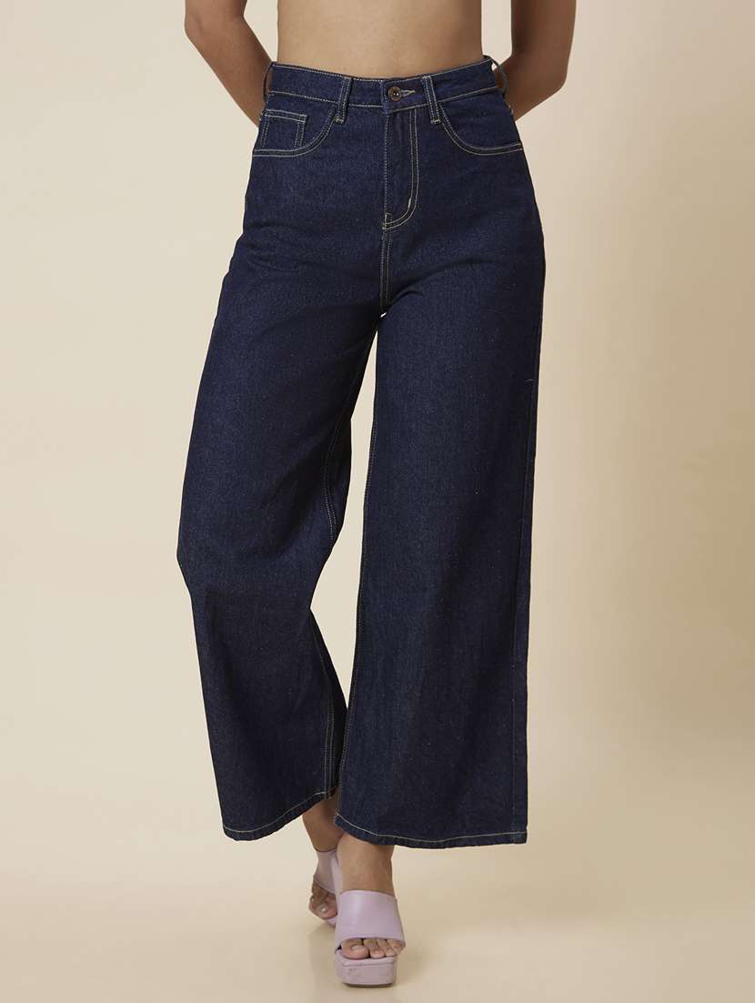 women's plain wide leg jeans