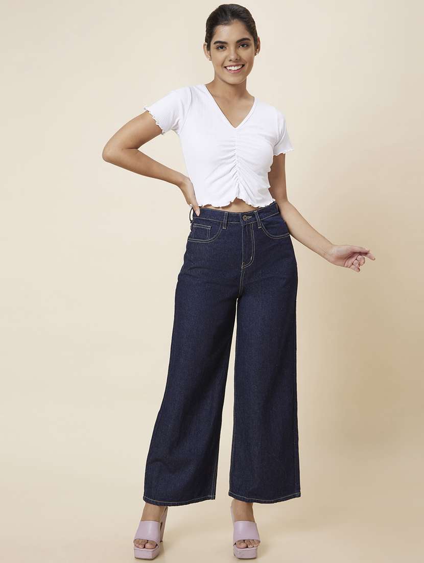 women's plain wide leg jeans - 20023469 -  Standard Image - 4