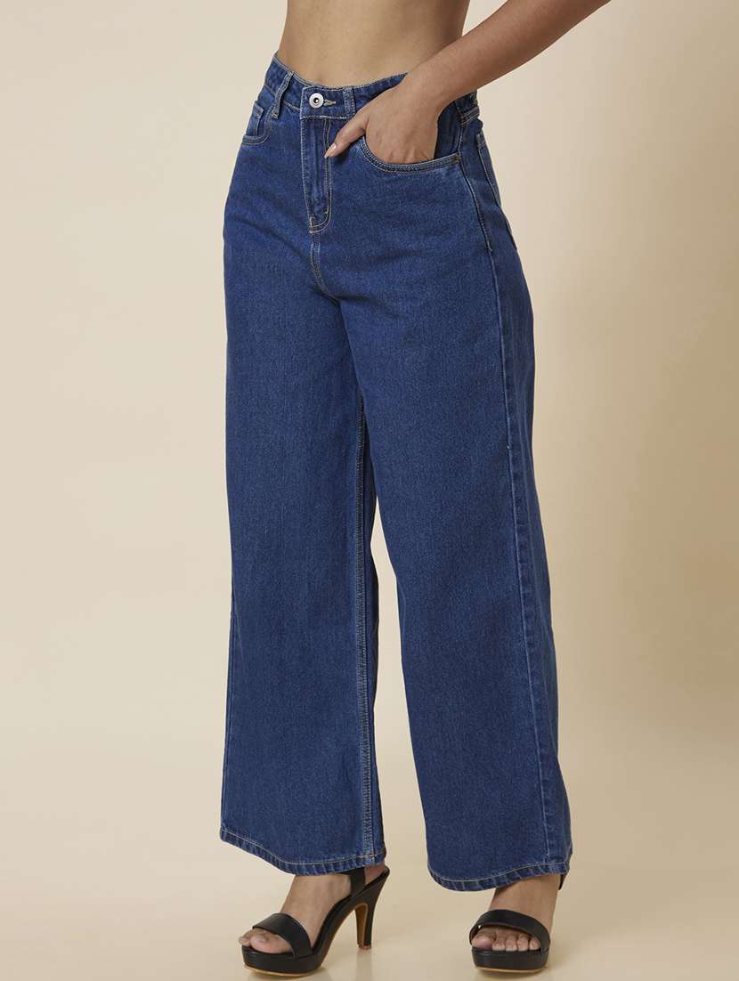 women's plain wide leg jeans - 20023470 -  Standard Image - 1