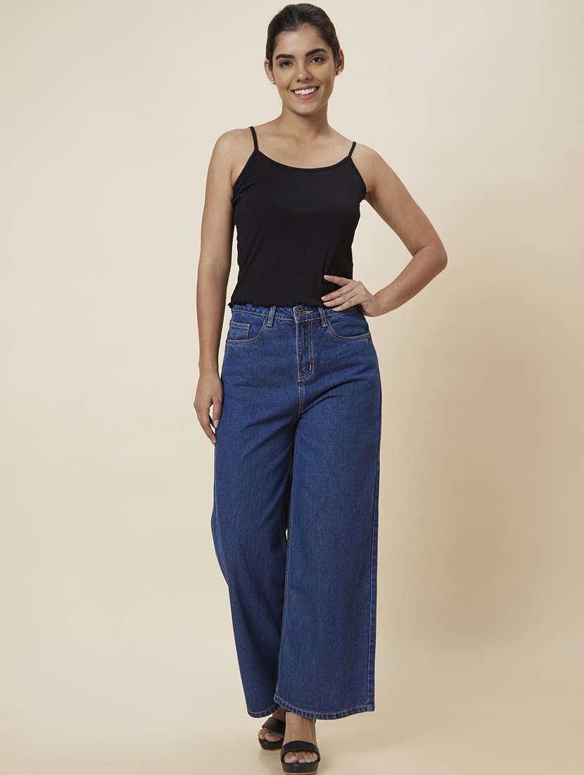 women's plain wide leg jeans - 20023470 -  Standard Image - 4