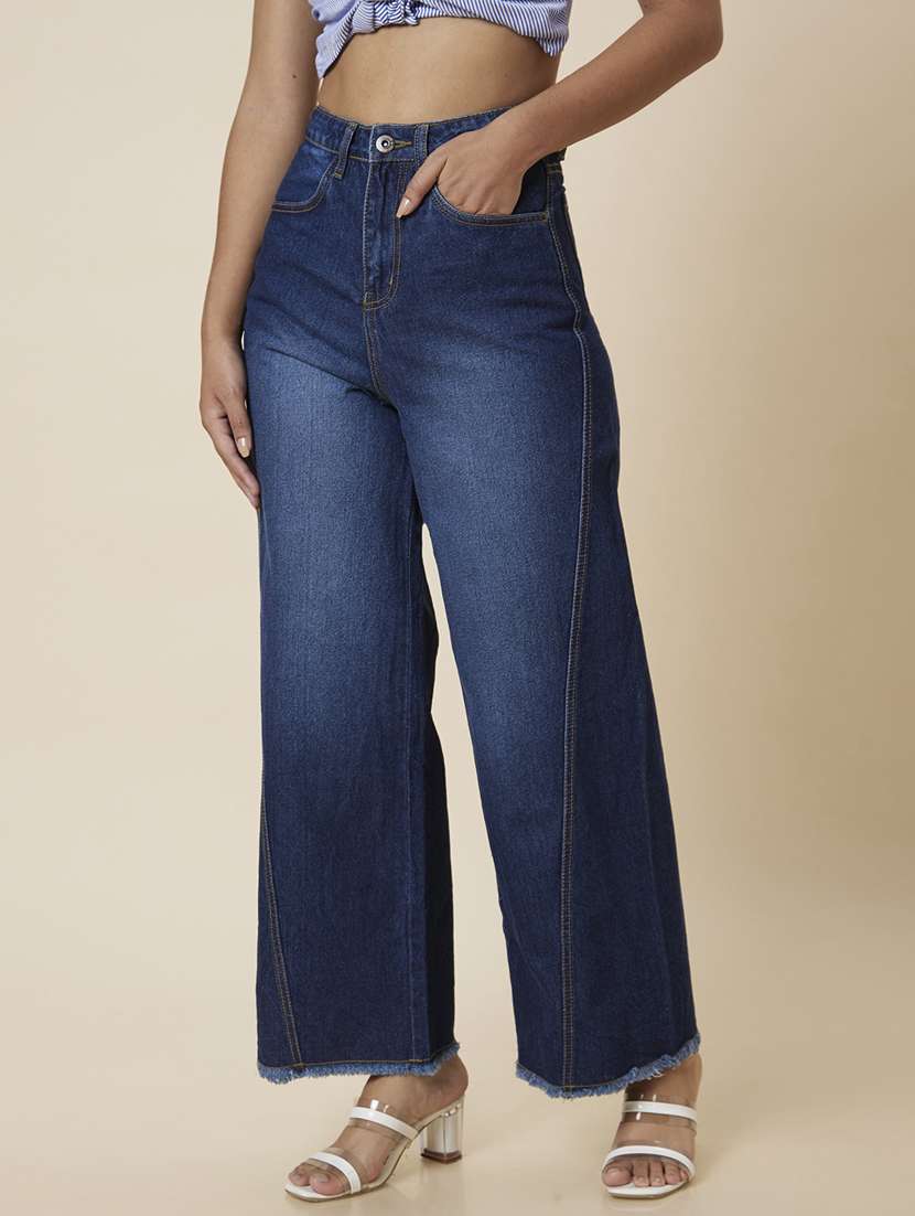 women's plain wide leg jeans