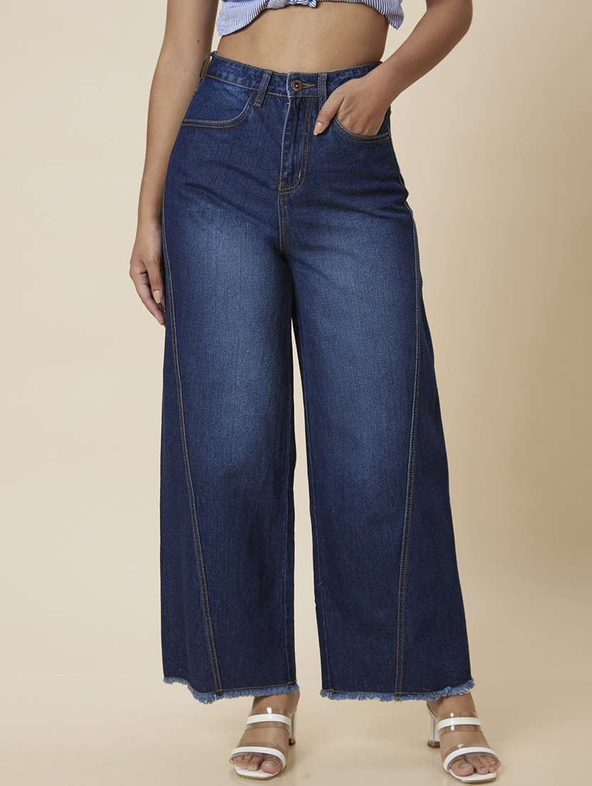 women's plain wide leg jeans - 20023472 -  Standard Image - 1