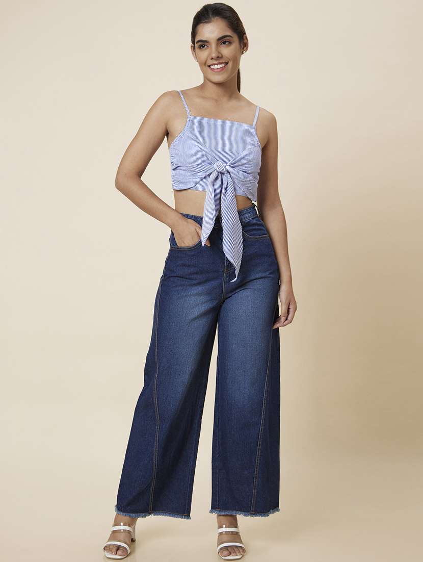 women's plain wide leg jeans - 20023472 -  Standard Image - 4