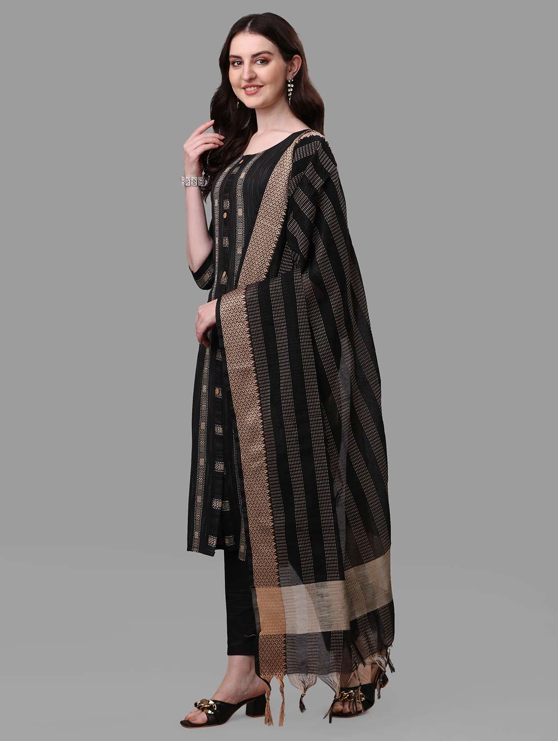 women cotton kurta pant with dupatta set - 20023638 -  Standard Image - 1