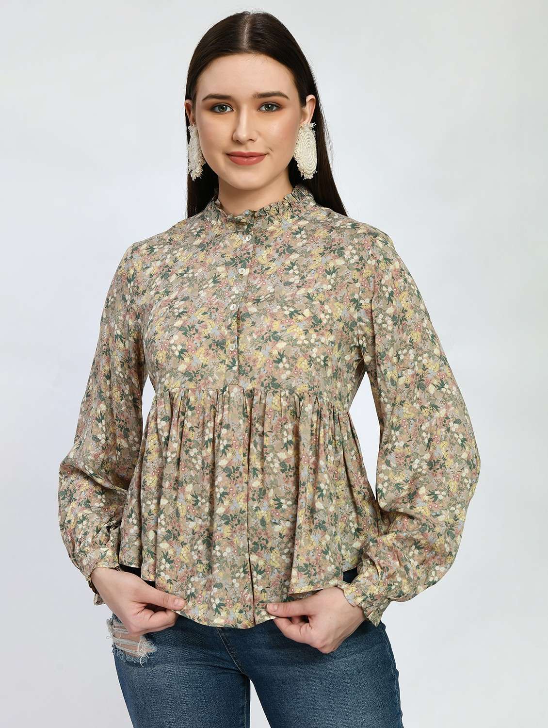 green rayon regular top