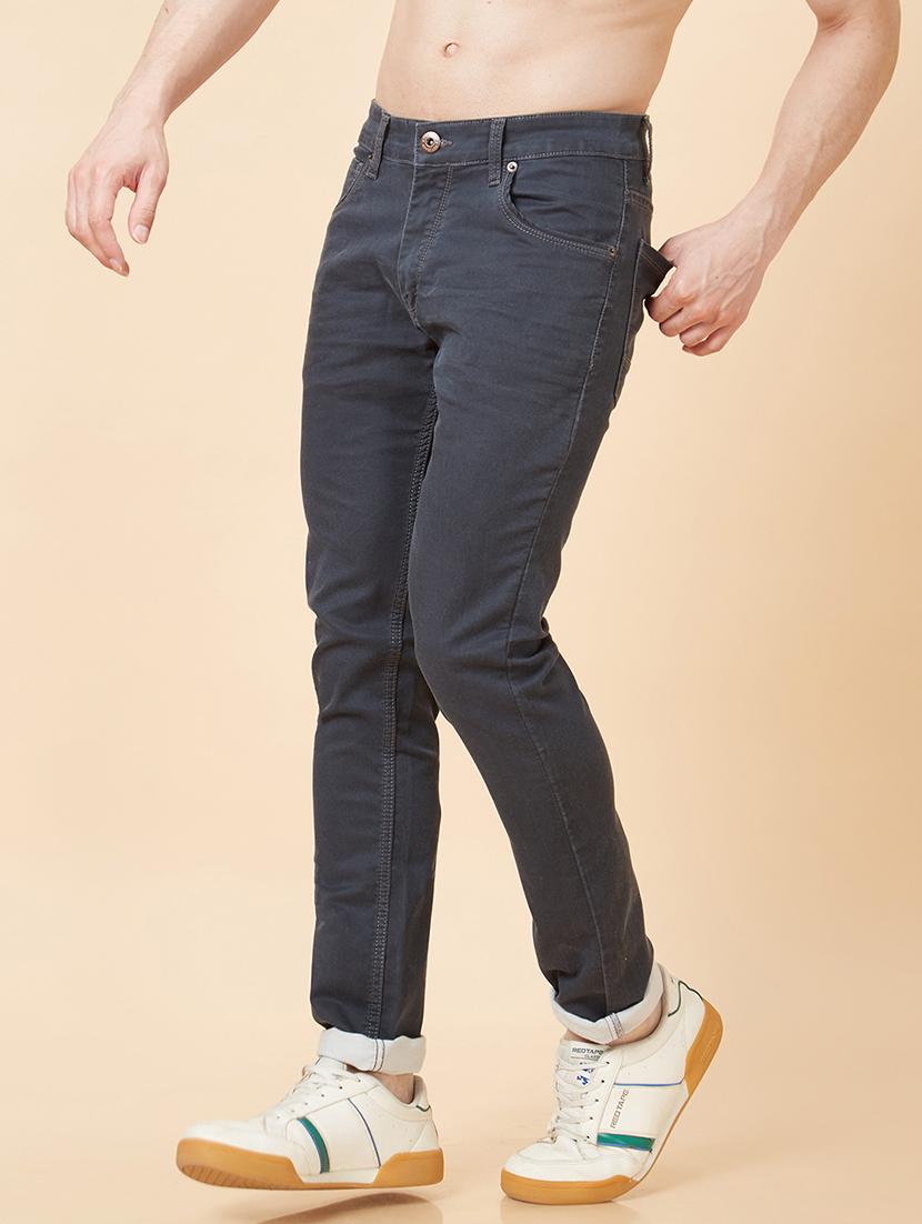 men grey cotton plain jeans - 20023808 -  Standard Image - 1