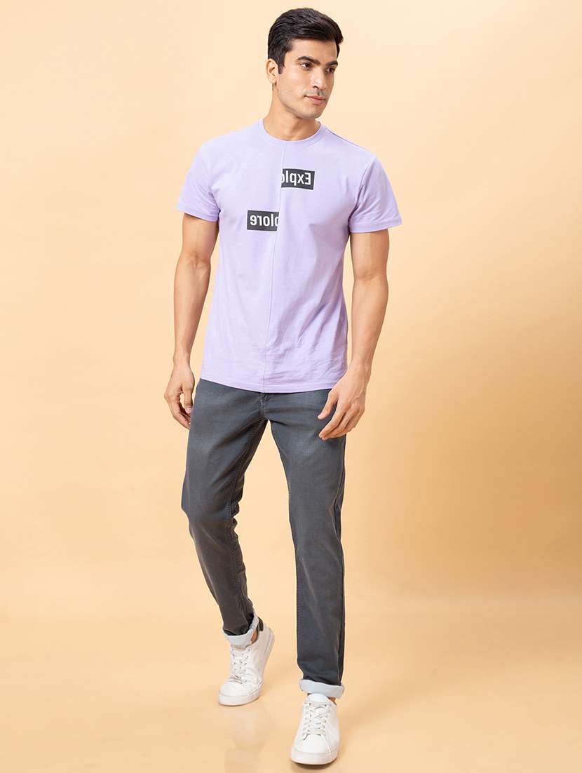 men grey cotton plain jeans - 20023811 -  Standard Image - 4