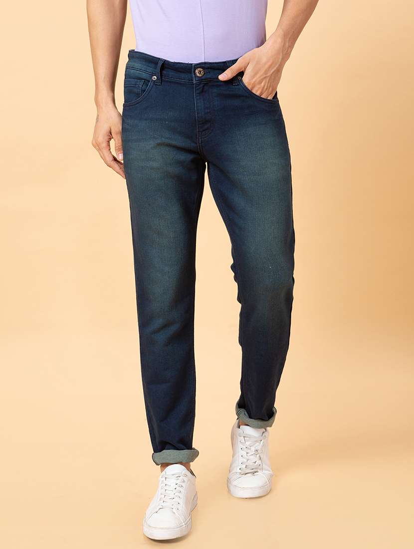 men blue cotton plain jeans - 20023812 - Zoom Image - 0