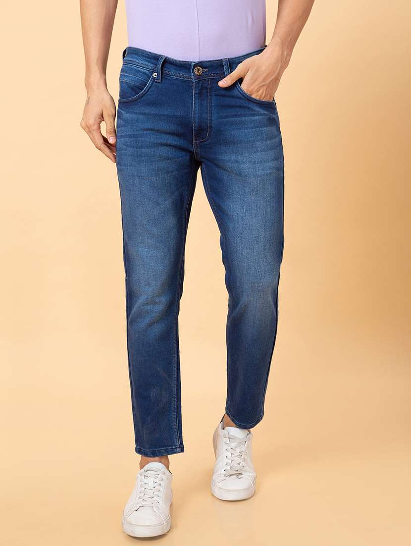 men blue cotton plain jeans - 20023813 - Zoom Image - 0