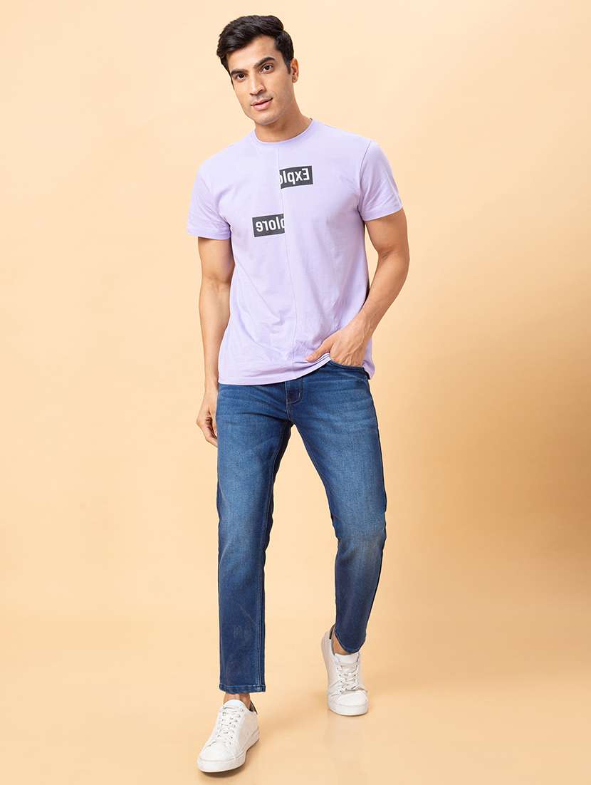 men blue cotton plain jeans - 20023813 - Standard Image - 4