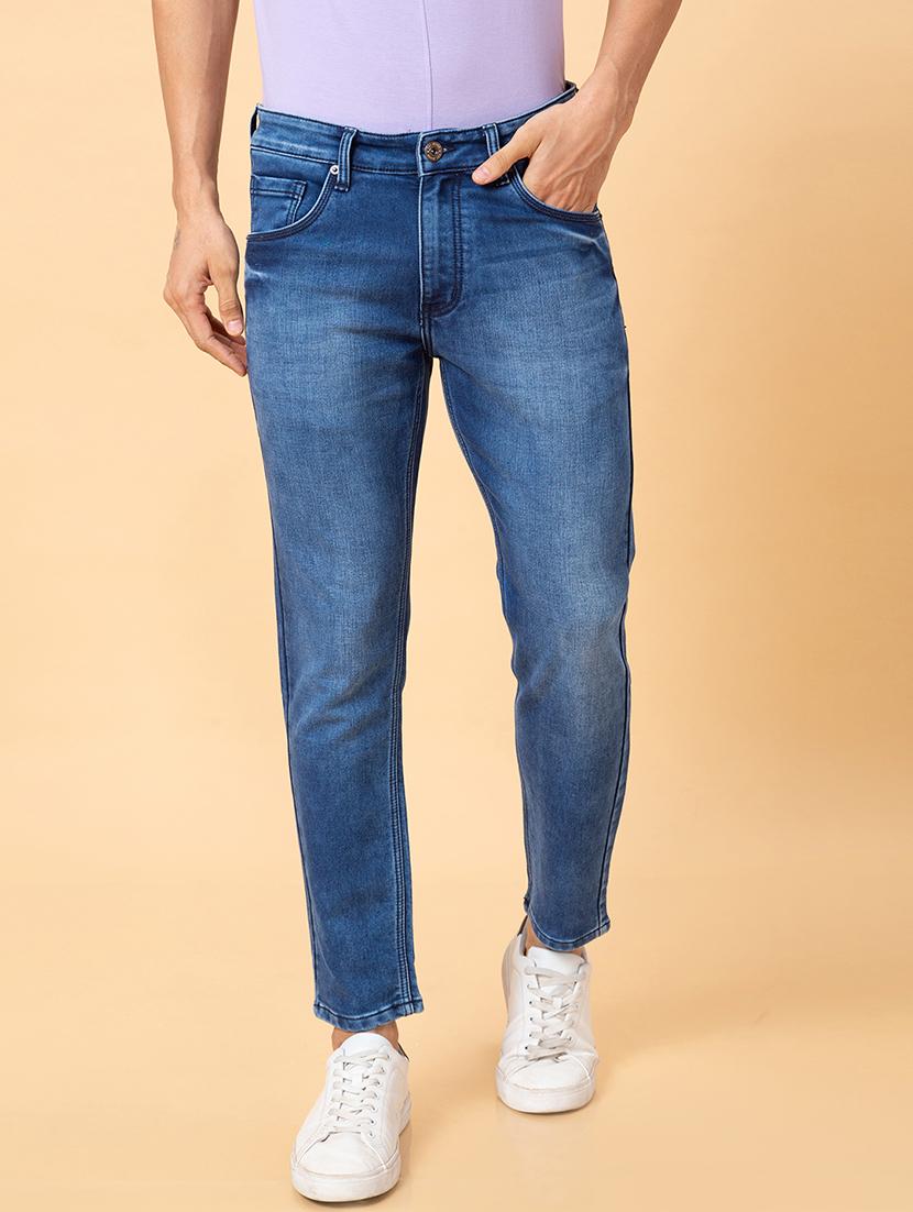 men blue cotton plain jeans - 20023814 -  Zoom Image - 0