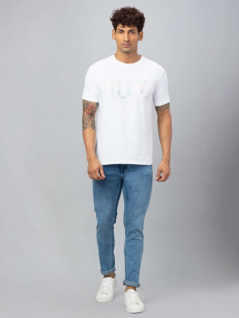 men blue cotton plain jeans - 20023819 - Standard Image - 4