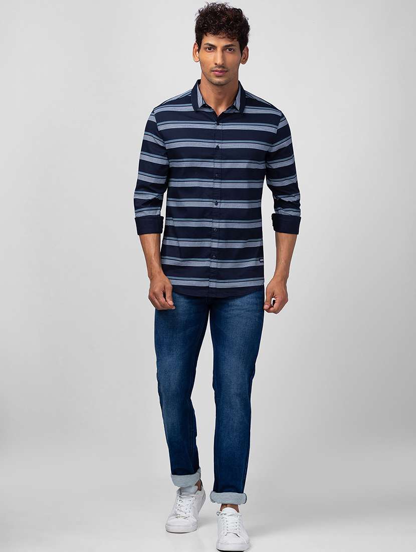 men blue cotton plain jeans - 20023821 - Standard Image - 4