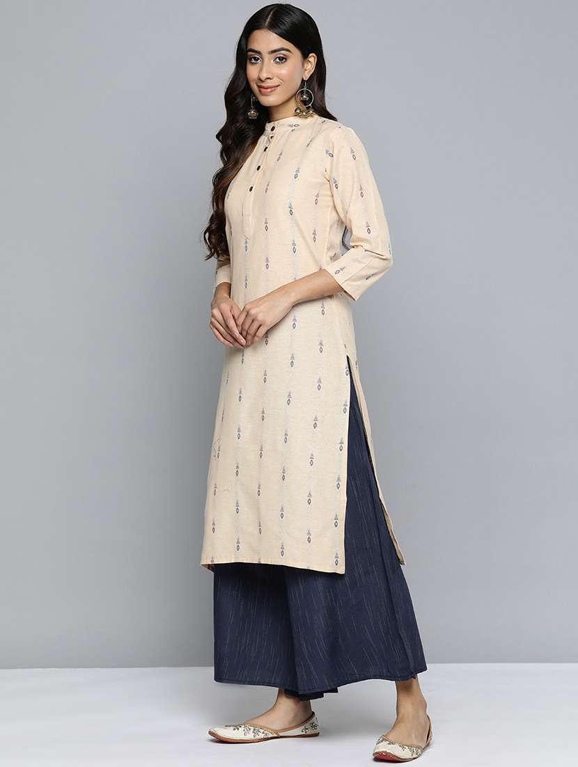 navy kurta palazzo dupatta set - 20024795 -  Standard Image - 1