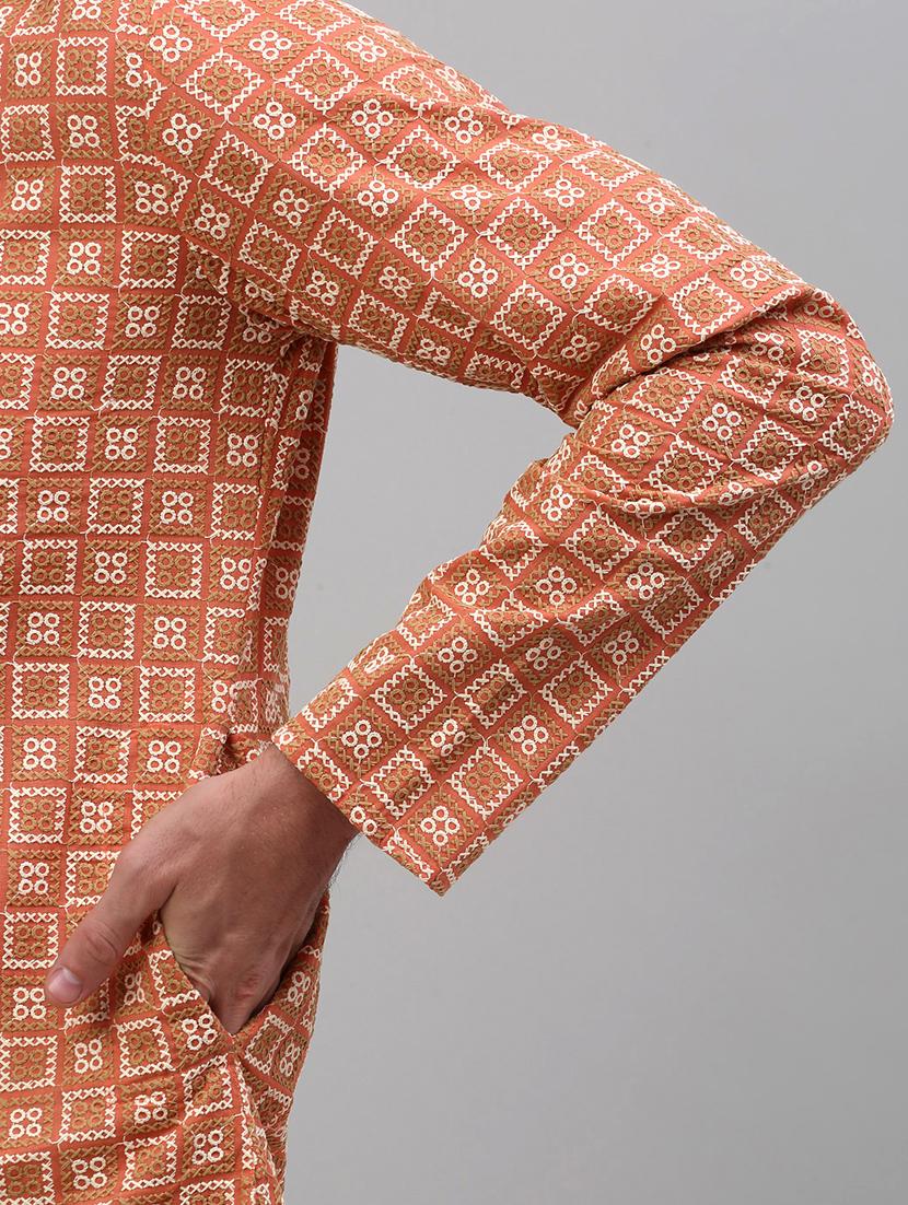 peach cotton kurta pyjama ethnic wear set - 20024830 - Standard Image - 4