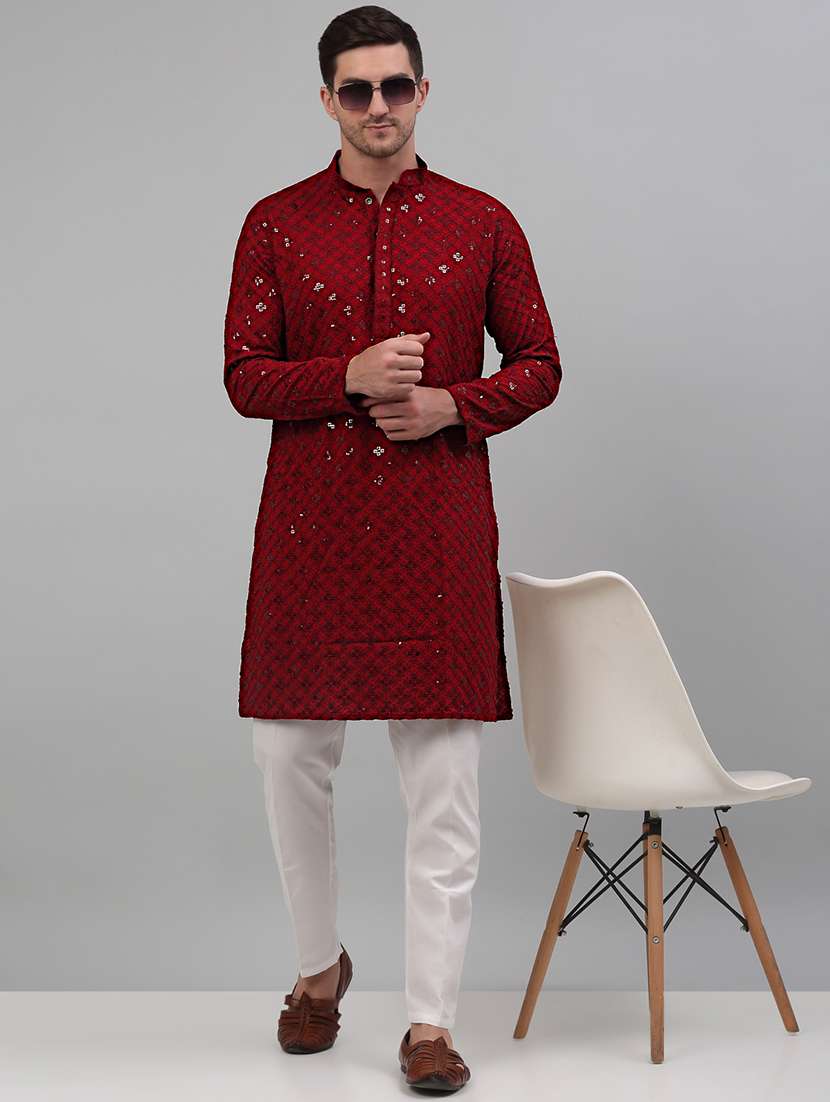 maroon viscose kurta pyjama ethnic wear set